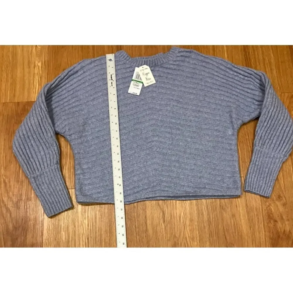 Hippie Rose Juniors Rustic Blue Ribbed Crewneck Sweater L - Picture 5 of 5